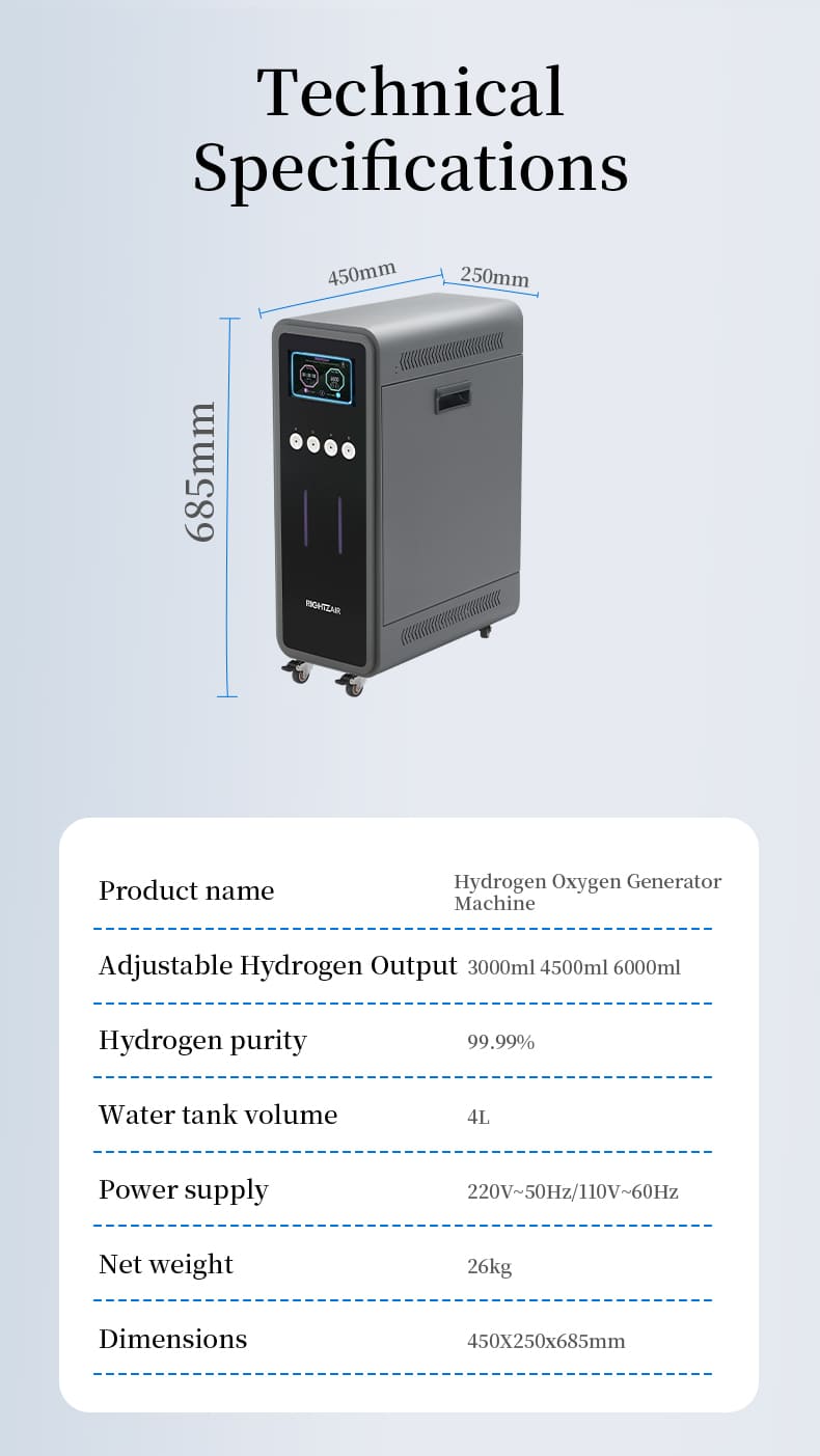 6000ml/min Hydrogen Oxygen Inhalation Machine 7 hydrogen inhalation