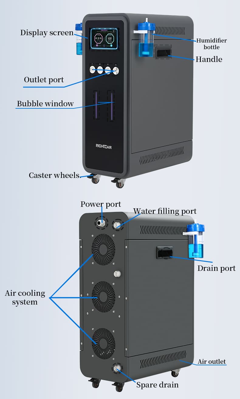 6000ml/min Hydrogen Oxygen Inhalation Machine 8 hydrogen inhalation machine